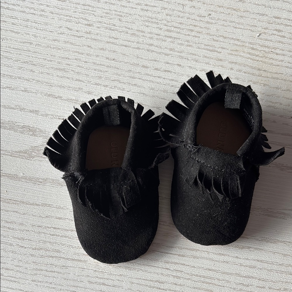 Black Suede Fringe Moccasins - Picture 3 of 5